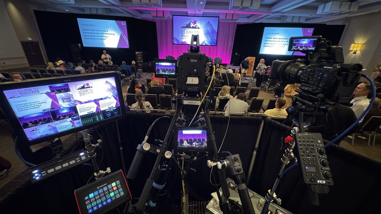 Event Video Pros multi-camera position at the back of a conference ballroom